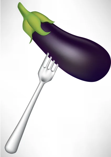 Aubergine in fork — Stock Vector