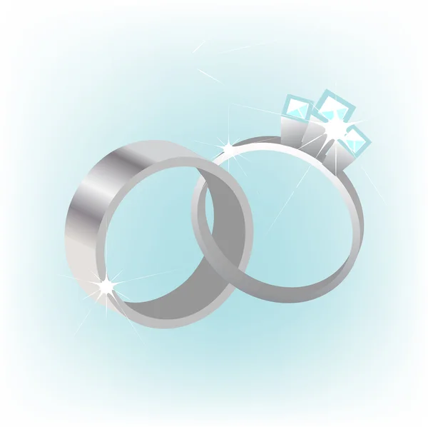 Anéis de casamento de platina e diamante —  Vetores de Stock