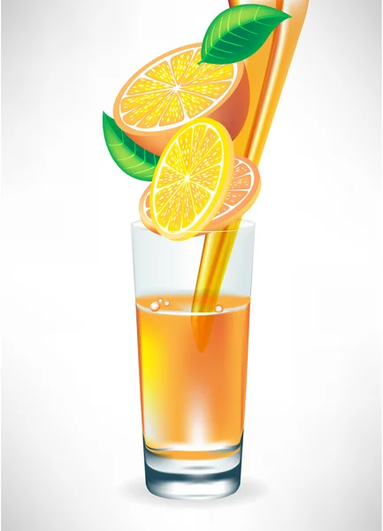 Succo d'arancia versando in vetro — Vettoriale Stock