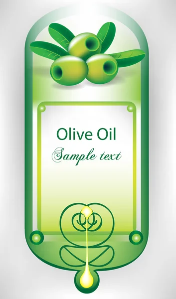 Olive oil label with olives and drop — Stock Vector