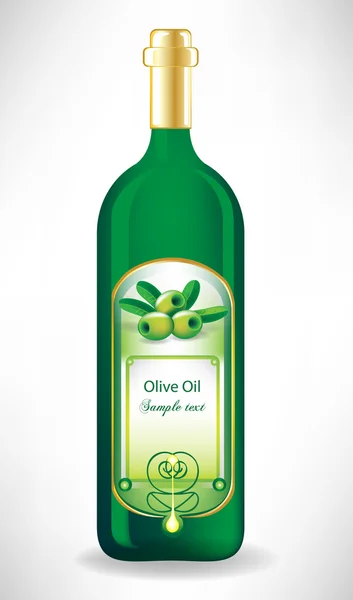 Olivový olej skleněná láhev s popiskem — Stockový vektor