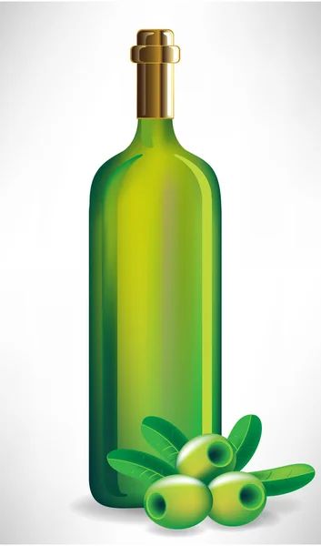 Bicchiere di olio d'oliva con tre olive bicchiere di olio d'oliva con tre oliv — Vettoriale Stock