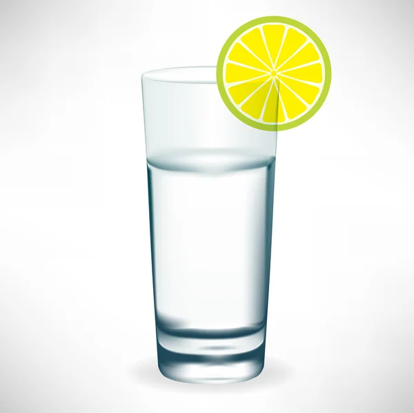 Склянка води з лимонним шматочком — стоковий вектор