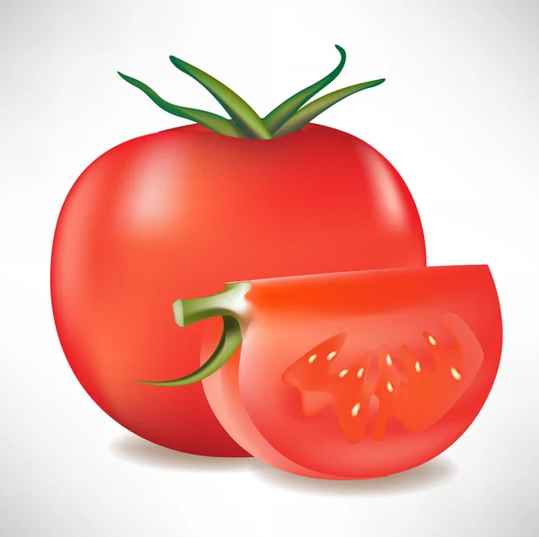Tomat dan irisan - Stok Vektor