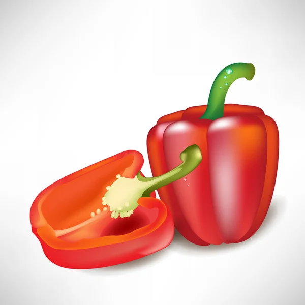 Πιπέρι μισό κομμένα και ολόκληρο πιπέρι — Διανυσματικό Αρχείο