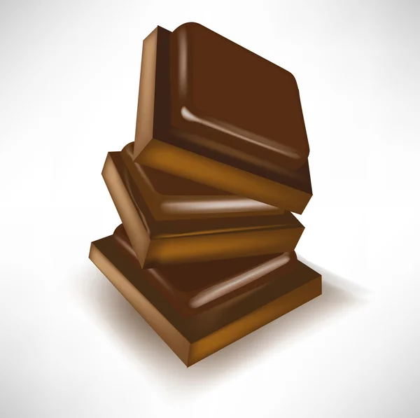 Piezas de chocolate pila — Vector de stock