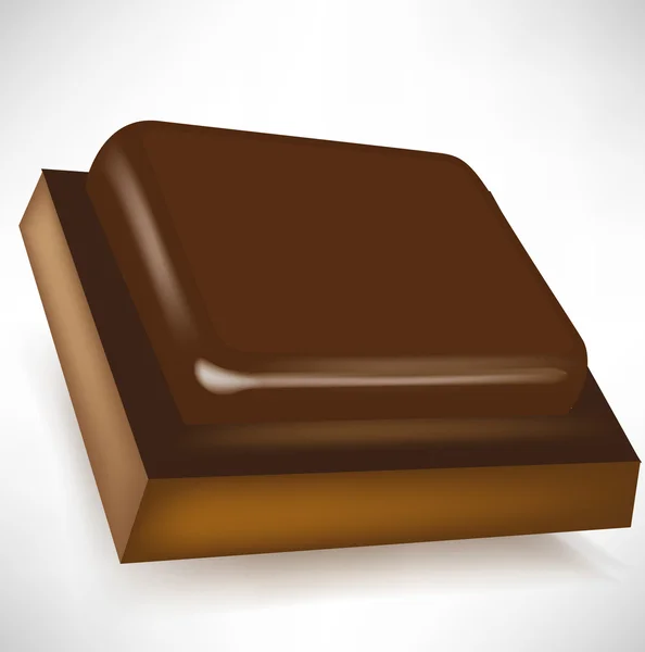 Único pedaço de chocolate em perspectiva — Vetor de Stock