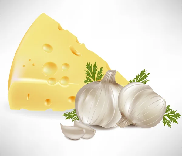 Сыр и чеснок — стоковый вектор