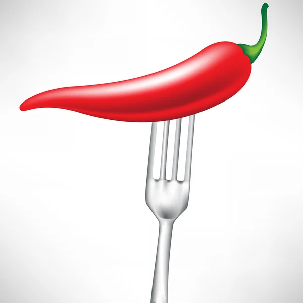 Realistic pepper on fork — Stock Vector