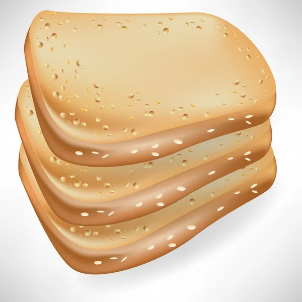 Tre skivor bröd isolerade — Stock vektor