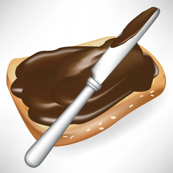 Spread toast with chocolate cream — Stock Vector