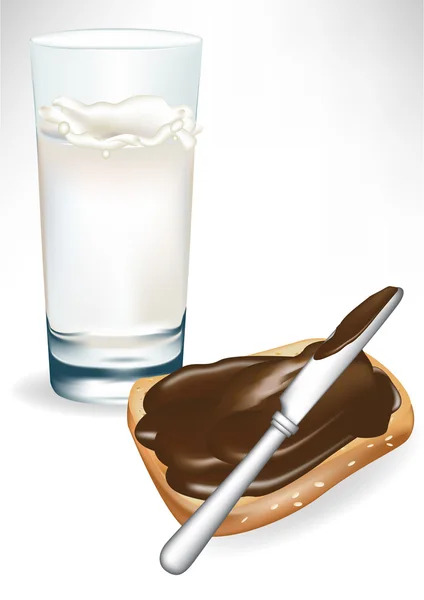 Молоко і тост ізольовані на білому — стоковий вектор