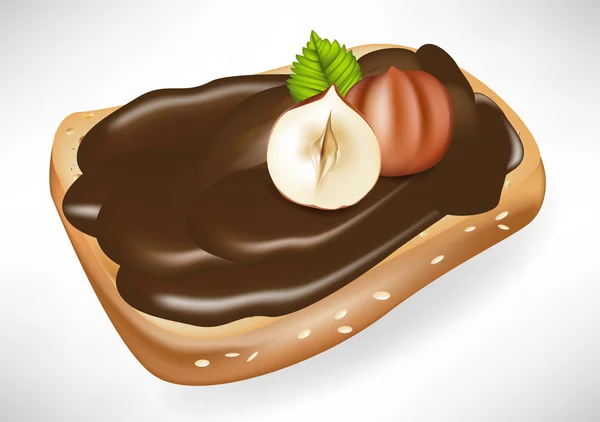 Тости з шоколадним кремом та лісовими горіхами — стоковий вектор