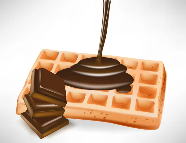 Verser du chocolat sur une gaufre belge — Image vectorielle