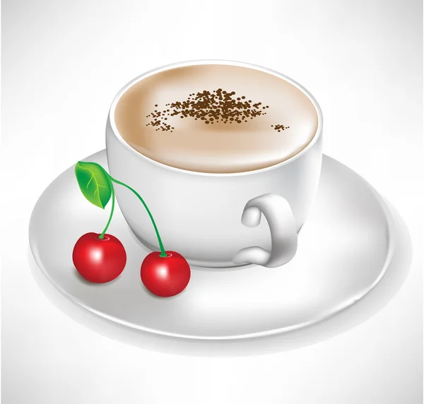 Xícara de café com cereja — Vetor de Stock