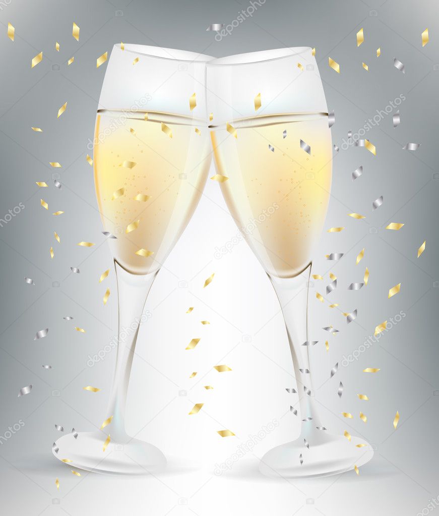 two celebration champagne glasses