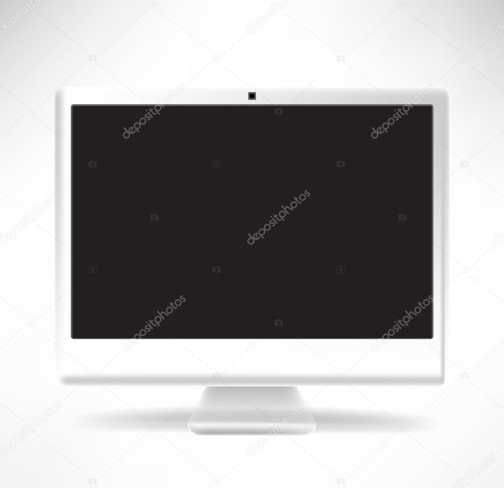 white desktop computer isolated on white