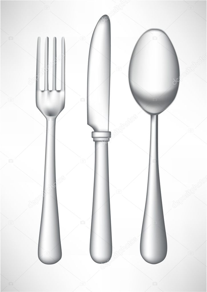 fork, spoon and knife isolated