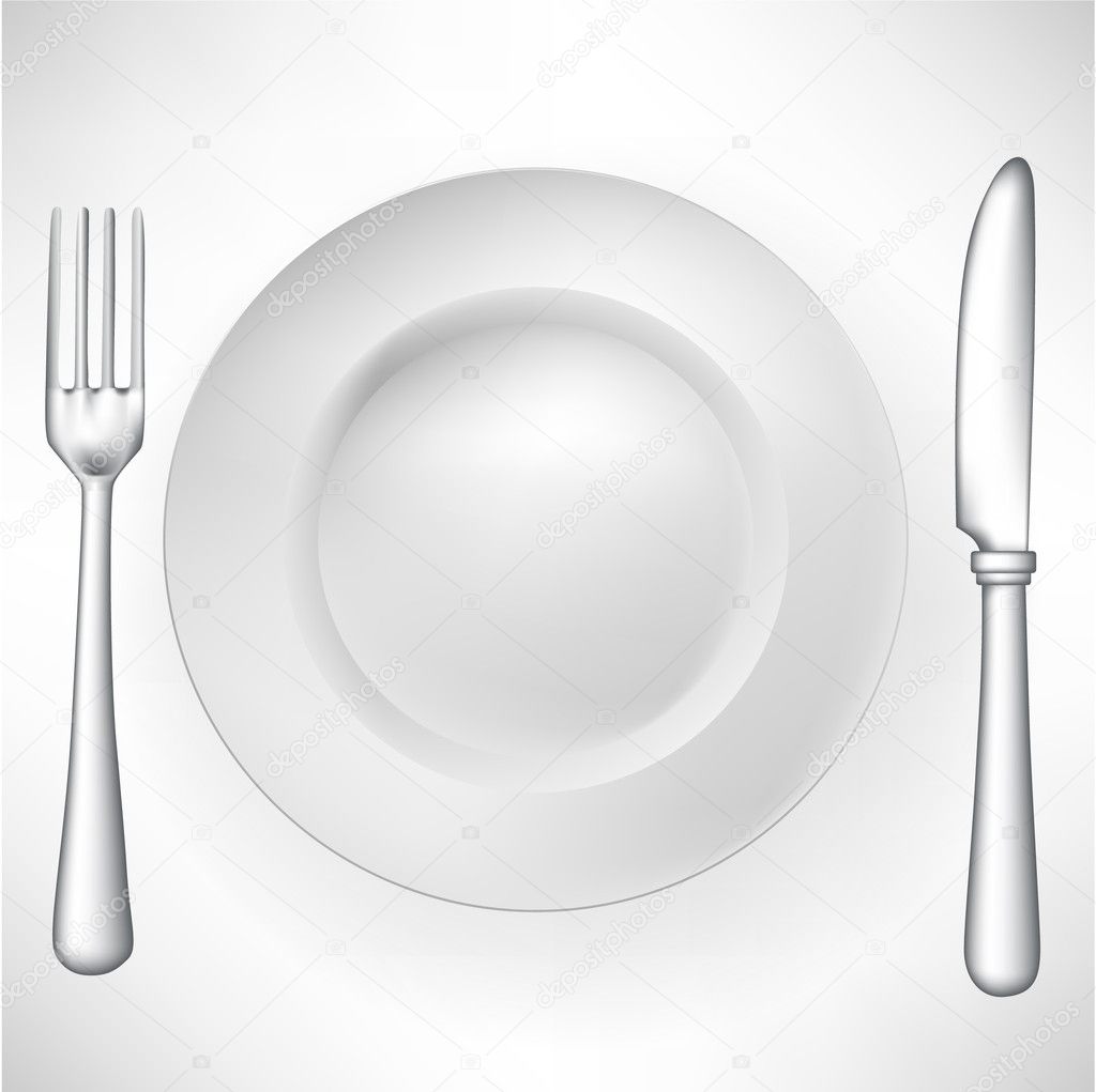 plate with fork and knife vector