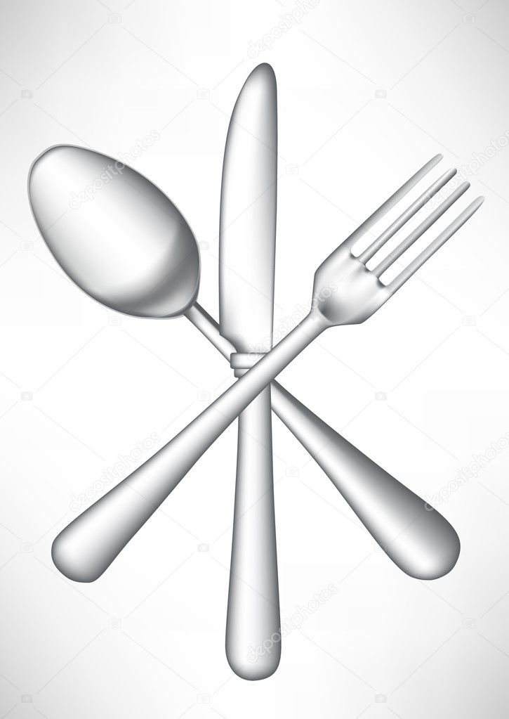 crossed fork, knife spoon vector