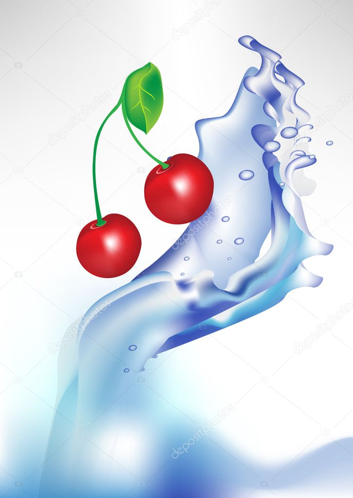 watersplash with fresh cherry