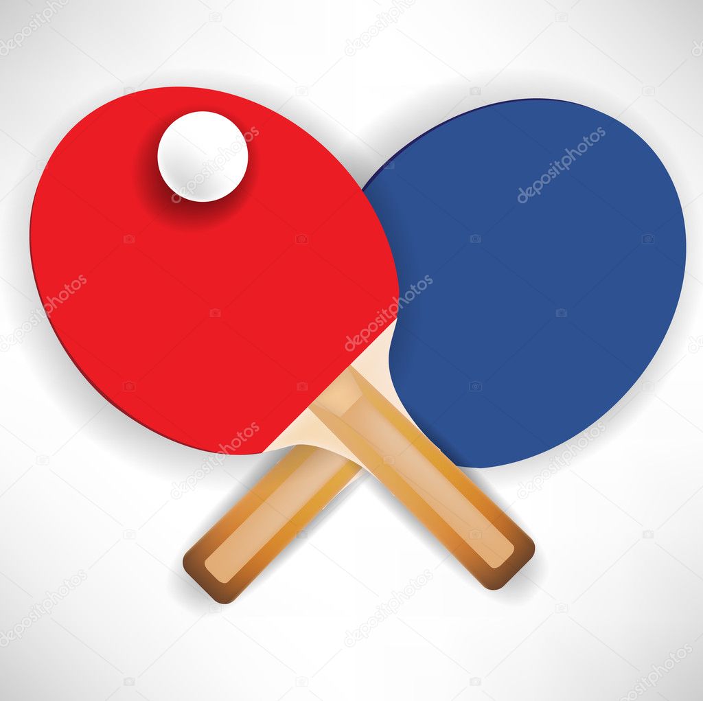 Paleta de ping pong cruzada con pelota