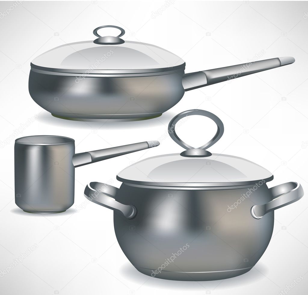 set of pans and simple pot