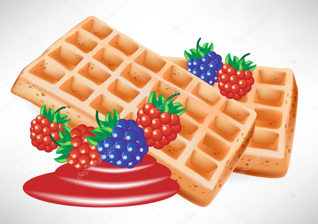 two belgian waffles with berry