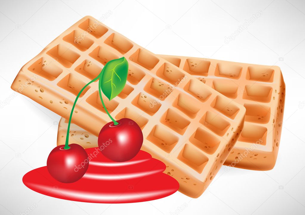 cherry syrup and belgian waffle