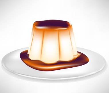 plaka üzerinde karamelli muhallebi