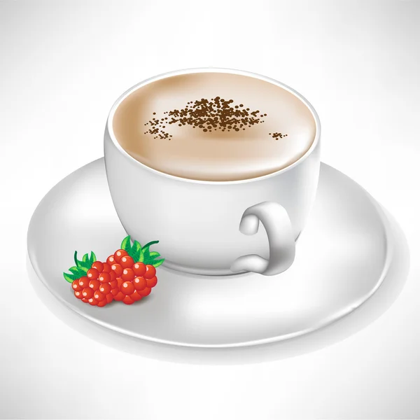 Чашка кави з ягодою — стоковий вектор