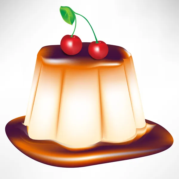 Cherry caramel custard — Stock Vector