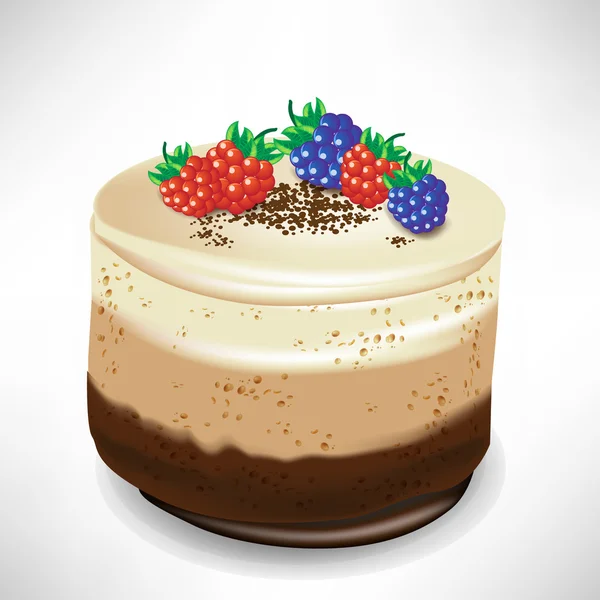 Gâteau mousse au chocolat avec baies — Image vectorielle