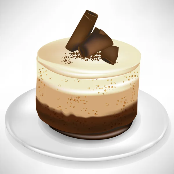 Pastel de mousse de chocolate simple en el plato — Archivo Imágenes Vectoriales