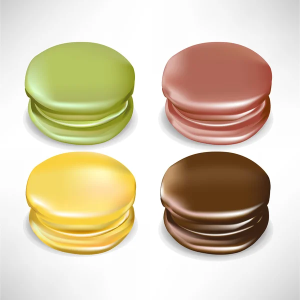 Quattro macaron colorati — Vettoriale Stock