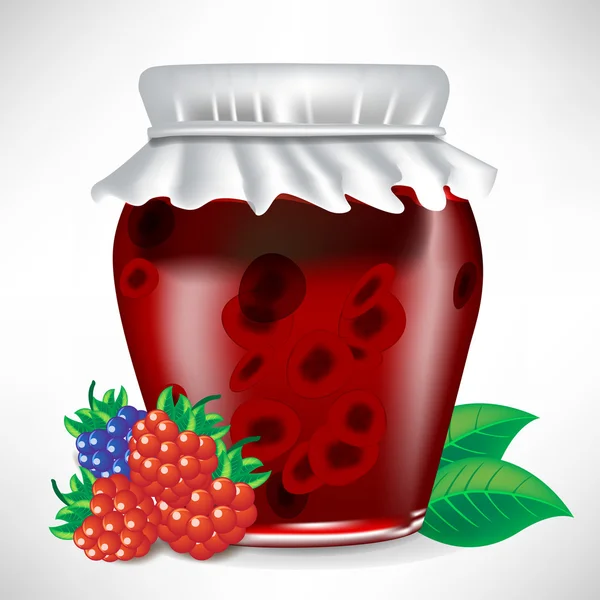 Berry jar of jam — Stock Vector