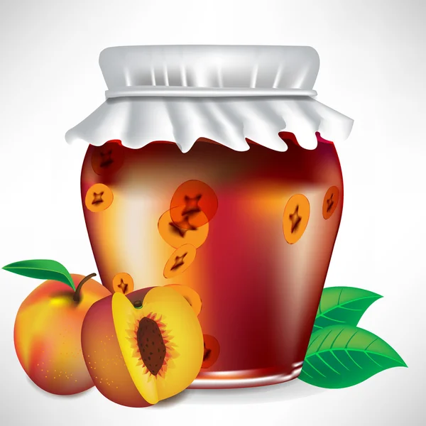 Pfirsichglas mit Marmelade — Stockvektor