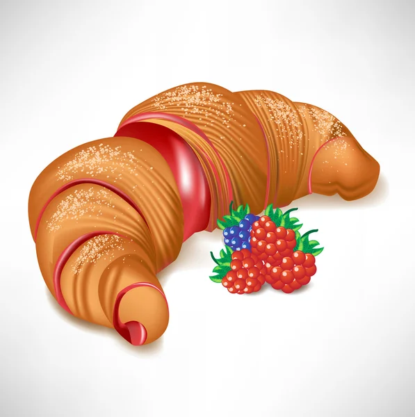 Croissant dengan isian berry krim - Stok Vektor
