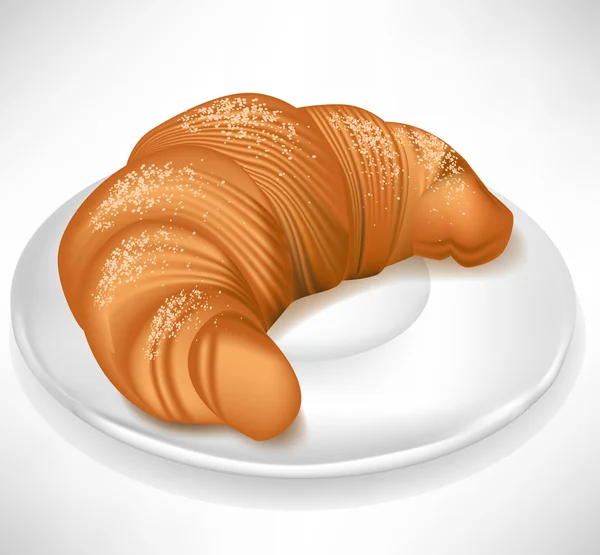 Croissant simple sur assiette — Image vectorielle