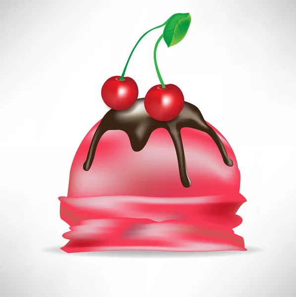 Cherry scoop of ice cream — Stock Vector