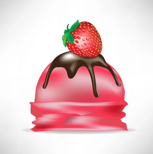 Scoop of strawberry ice cream — Stock Vector