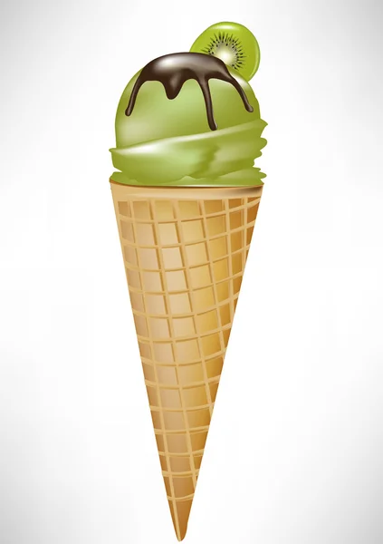 Конус мороженого киви — стоковый вектор