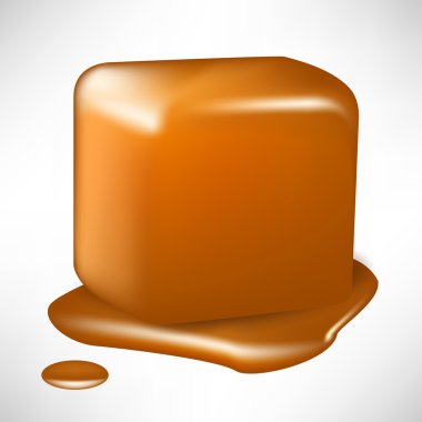 single melted caramel cube isolated clipart