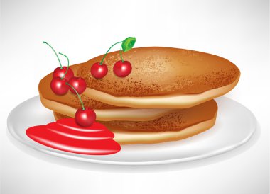 pancakes with cherry jam clipart