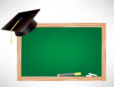 graduation cap and chalk board isolated clipart