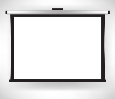 white empty projector screen isolated clipart