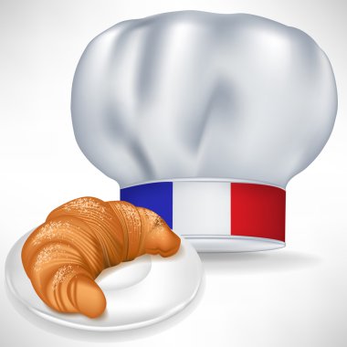 french cooking chef hat with croissant clipart