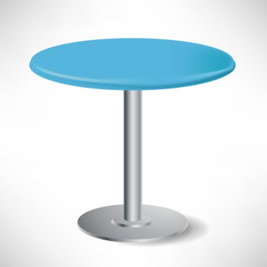 simple unoccupied round blue table with stainless metal leg clipart