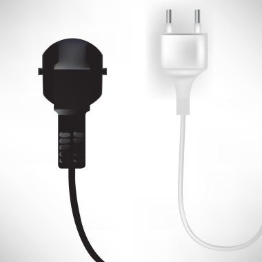 black and white plug in cables clipart