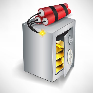 safe with dynamite robbery concept clipart